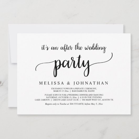 Invitation Mariage Fuite de Noces Fête de Mariage (Devant)