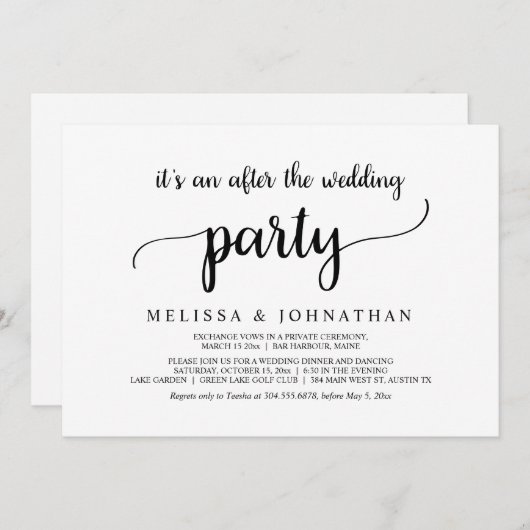 Invitation Mariage Fuite de Noces Fête de Mariage Heureux Pou (Devant / Derrière)