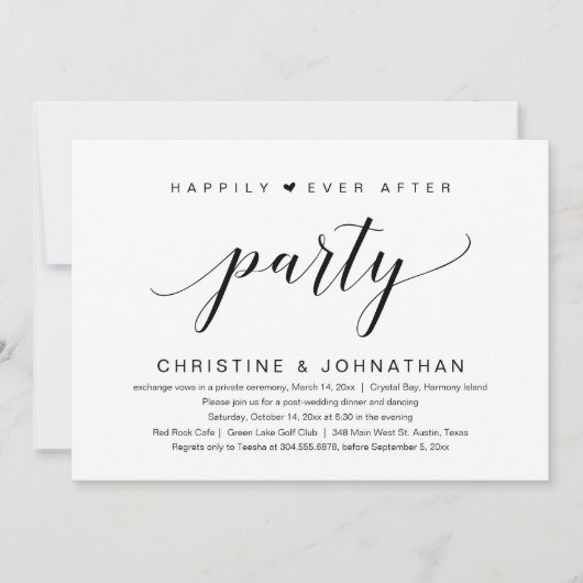 Invitation Mariage Fuite de Noces Parti Heureux à Tout Jamais (Devant)
