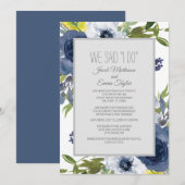 Invitation Mariage Fuite Floral Bleu Marine Blanc Jaune (Devant / Derrière)