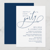 Invitation Mariage Fuite Heureux À Tout Jamais Party Navy (Devant / Derrière)