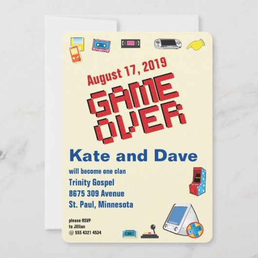 Invitation Mariage Fun Retro Video Gamer (Devant)