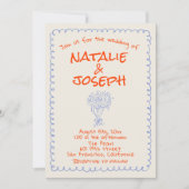 Invitation Mariage funky écrit à la main avec une touche rétr (Devant)