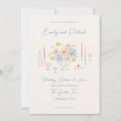 Invitation Mariage funky Whimsical Pastel dessiné à la main (Devant)