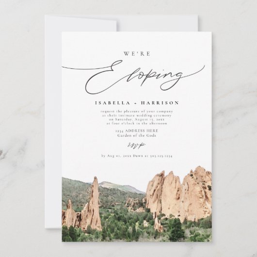 Invitation MARIAGE FURTIF DANS LE GARDEN OF THE GODS Mountain (Devant)
