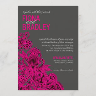 Invitation Mariage fuschia Aztec Paisley