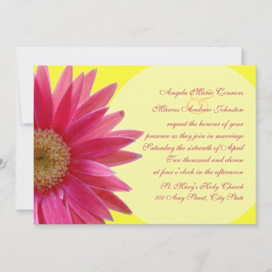 Invitation Mariage Fuschia Daisy (Devant)