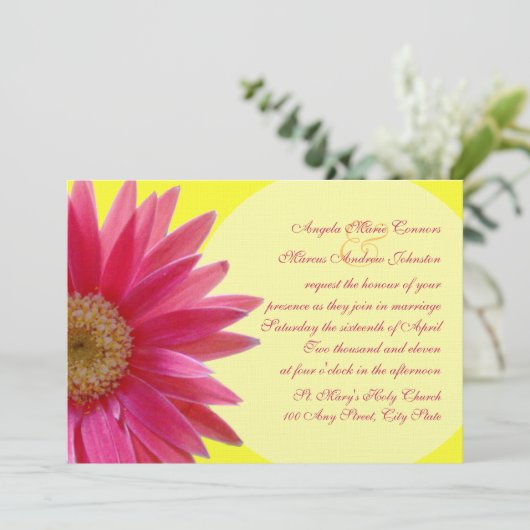 Invitation Mariage Fuschia Daisy (Debout devant)