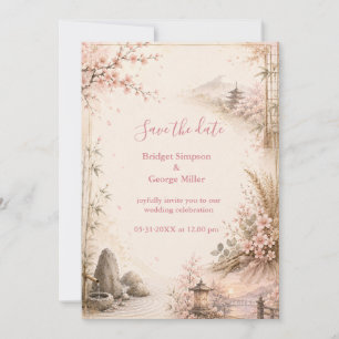 Invitation Mariage fusion harmonie botanique Sakura romantiqu