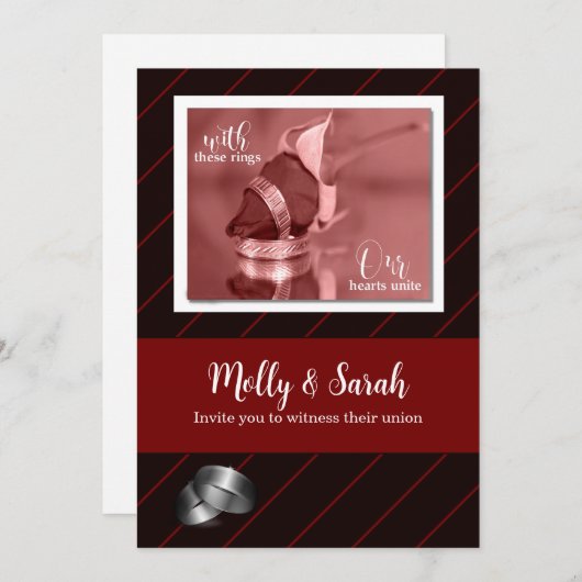 Invitation Mariage gai à rayures brunes et noires (Devant / Derrière)