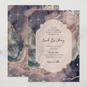 Invitation Mariage Galaxie Céleste Aquarelle Pastel Doux (Devant / Derrière)