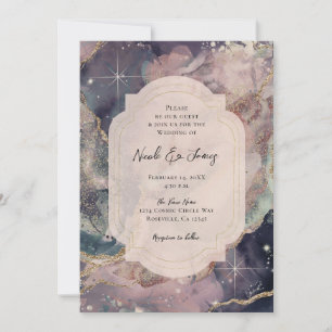 Invitation Mariage Galaxie Céleste Aquarelle Pastel Doux