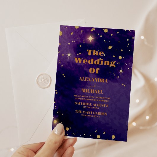 Invitation Mariage Galaxie Nébuleuse Violette de l'Espace
