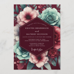 Invitation Mariage Garnet Turquoise Bloom