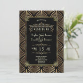 Invitation Mariage Gatsby Art Déco Or Noir 20s (Debout devant)