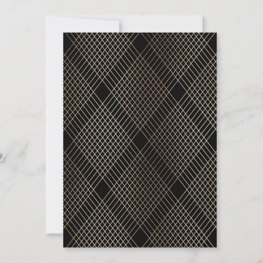 Invitation Mariage Gatsby d'Art Déco Ovale Noir Or (Dos)