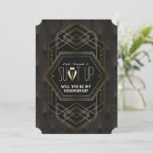 Invitation Mariage Gatsby Or Vintage Garçon d'Honneur (Debout devant)