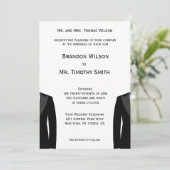 Invitation Mariage Gay Blanc Et Noir Personnalisé (Debout devant)