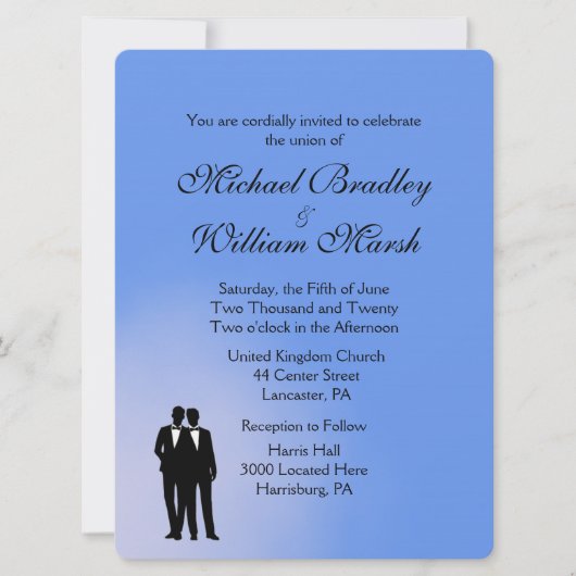 Invitation Mariage Gay Blue Groom et Groom Gay (Devant)