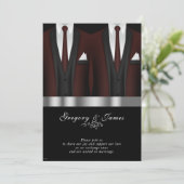 Invitation Mariage gay Bourgogne Tuxedo Argent Noir (Debout devant)