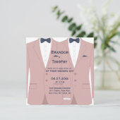 Invitation Mariage Gay Carré Rose Et Bleu Élégant Invite (Debout devant)