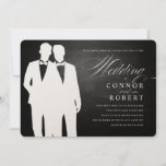 Invitation Mariage Gay Chalkboard Deux Pièces Silhouettes<br><div class="desc">Pour l'éloquent couple gay : Deux mariés cool en silhouettes noir et blanc jumelés avec un script élégant sur ce faire-part de mariage de tableau noir. Les découpes de dés et le papier shimmer spécial sont facultatifs. Contactez-moi pour des modifications personnalisées ou si vous avez des questions.</div>