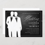 Invitation Mariage Gay Chalkboard Deux Pièces Silhouettes<br><div class="desc">Pour l'éloquent couple gay : Deux mariés cool en silhouettes noir et blanc jumelés avec un script élégant sur ce faire-part de mariage de tableau noir. Contactez-moi pour des modifications personnalisées ou si vous avez des questions.</div>