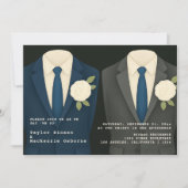 Invitation Mariage gay deux pièces en costume et Cravate (Devant)