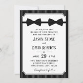 Invitation Mariage gay double Bow Cravate Classé Noir (Devant)