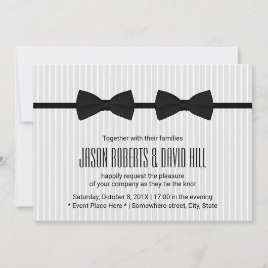 Invitation Mariage gay double Bow Cravate classique (Devant)