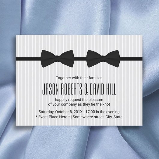 Invitation Mariage gay double Bow Cravate classique