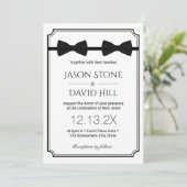 Invitation Mariage gay double Bow Cravate classique encadré (Debout devant)