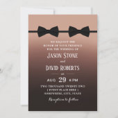 Invitation Mariage gay Double Bow Cravates élégant Brown Ombr (Devant)