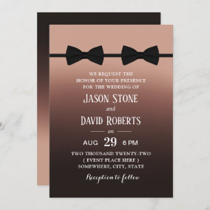 Invitation Mariage gay Double Bow Cravates élégant Brown Ombr