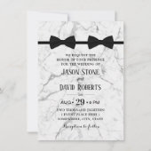Invitation Mariage Gay Double Bow Cravates Marbre moderne (Devant)