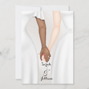 Invitation Mariage gay élégant, mariée se tenant la main, eth