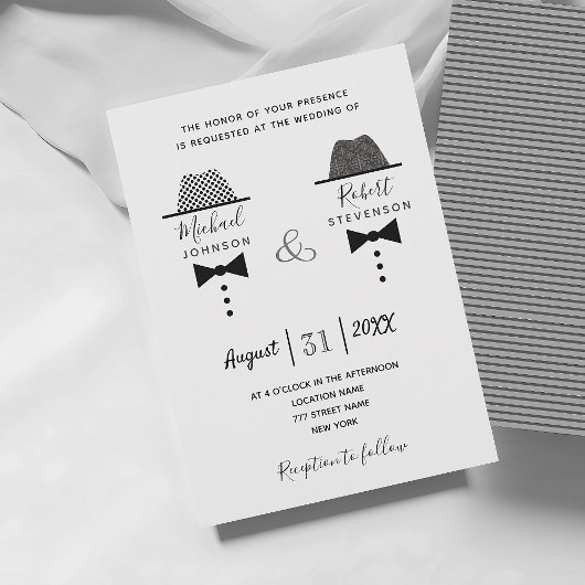 Invitation Mariage gay noir blanc