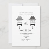 Invitation Mariage gay noir blanc (Devant)