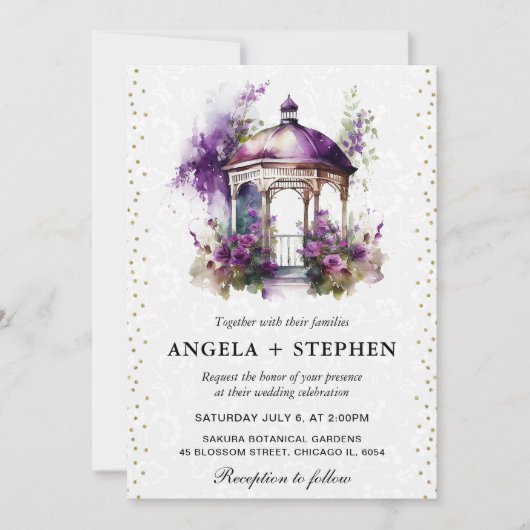 Invitation Mariage Gazebo du jardin de printemps aquarelle (Devant)