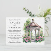 Invitation Mariage Gazebo du jardin de printemps aquarelle (Debout devant)