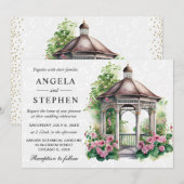 Invitation Mariage Gazebo du jardin de printemps aquarelle (Devant / Derrière)