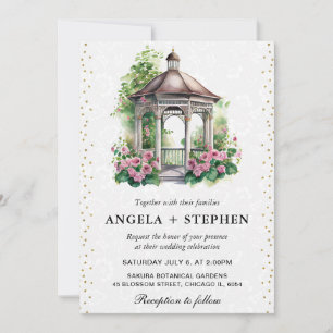 Invitation Mariage Gazebo du jardin de printemps aquarelle