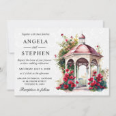 Invitation Mariage Gazebo du jardin de printemps aquarelle (Devant)