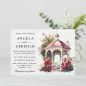 Invitation Mariage Gazebo du jardin de printemps aquarelle (Debout devant)