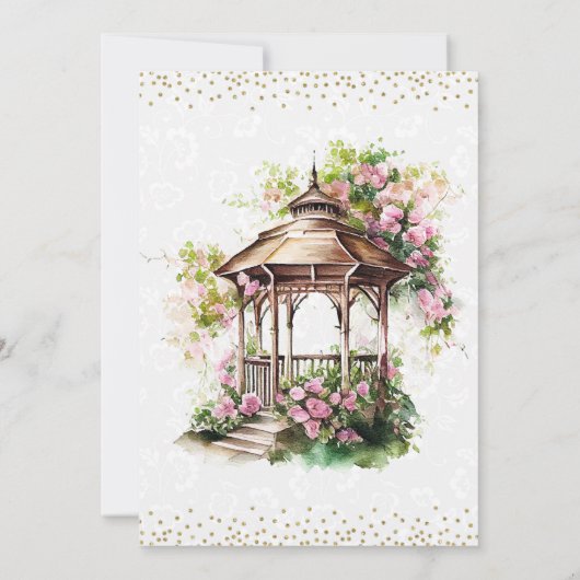 Invitation Mariage Gazebo du jardin de printemps aquarelle (Dos)