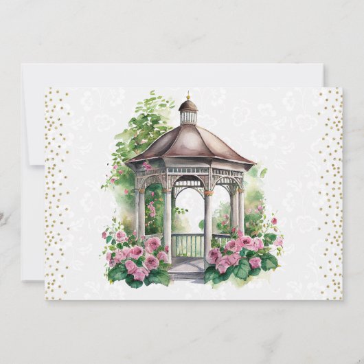 Invitation Mariage Gazebo du jardin de printemps aquarelle (Dos)