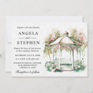 Invitation Mariage Gazebo du jardin de printemps aquarelle