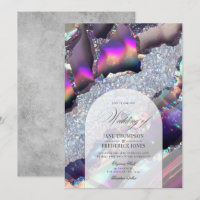 Mariage Géode Marbre Agate Holographique Faux Glam