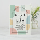 Invitation Mariage géométrique à arche moderne du milieu du s (Debout devant)