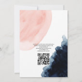 Invitation Mariage géométrique à code QR aquarelle bleu marin (Dos)